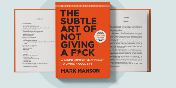 Self-help books: Cover of "The Subtle Art of Not Giving a F*ck" By Mark Manson